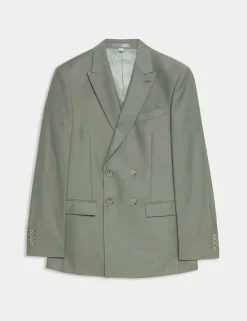 Slim Fit Double Breasted Jacket with Stretch