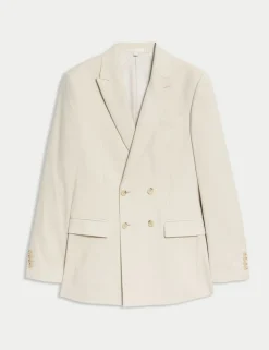 Slim Fit Double Breasted Jacket with Stretch