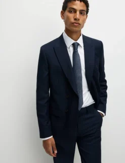 Slim Fit Double Breasted Jacket with Stretch