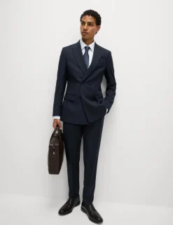 Slim Fit Double Breasted Jacket with Stretch