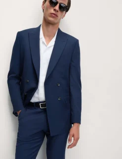 Slim Fit Double Breasted Jacket with Stretch