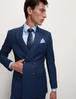 Slim Fit Double Breasted Jacket with Stretch