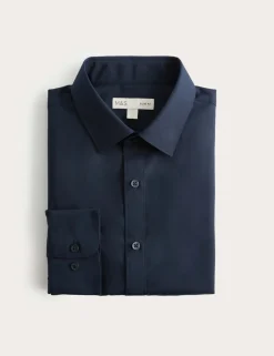 Slim Fit Easy Iron Cotton Blend Shirt