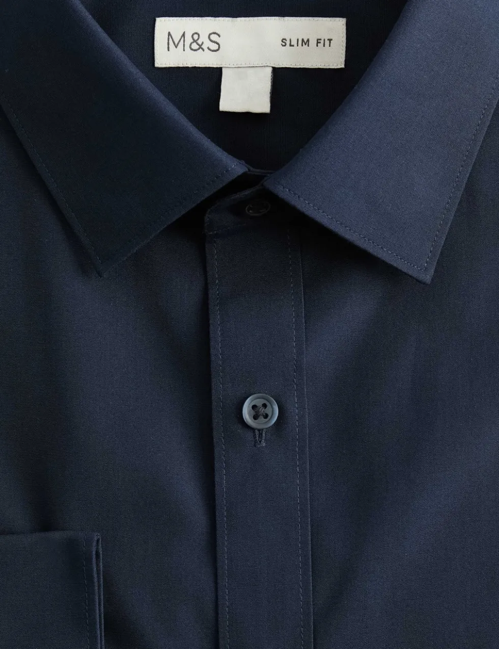 Slim Fit Easy Iron Cotton Blend Shirt
