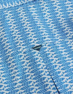 Slim Fit Fish Print Short Sleeve Shirt