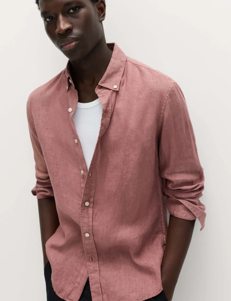 Slim Fit Garment Dye Pure Linen Shirt