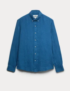 Slim Fit Garment Dye Pure Linen Shirt