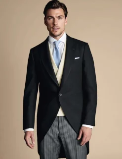 Slim Fit Herringbone Morning Suit Tailcoat