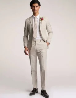 Slim Fit Linen And Cotton Blend Jacket