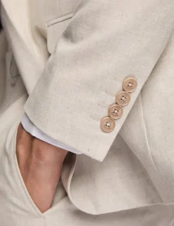 Slim Fit Linen And Cotton Blend Jacket