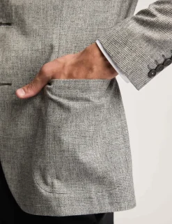 Slim Fit Linen Blend Check Suit Jacket