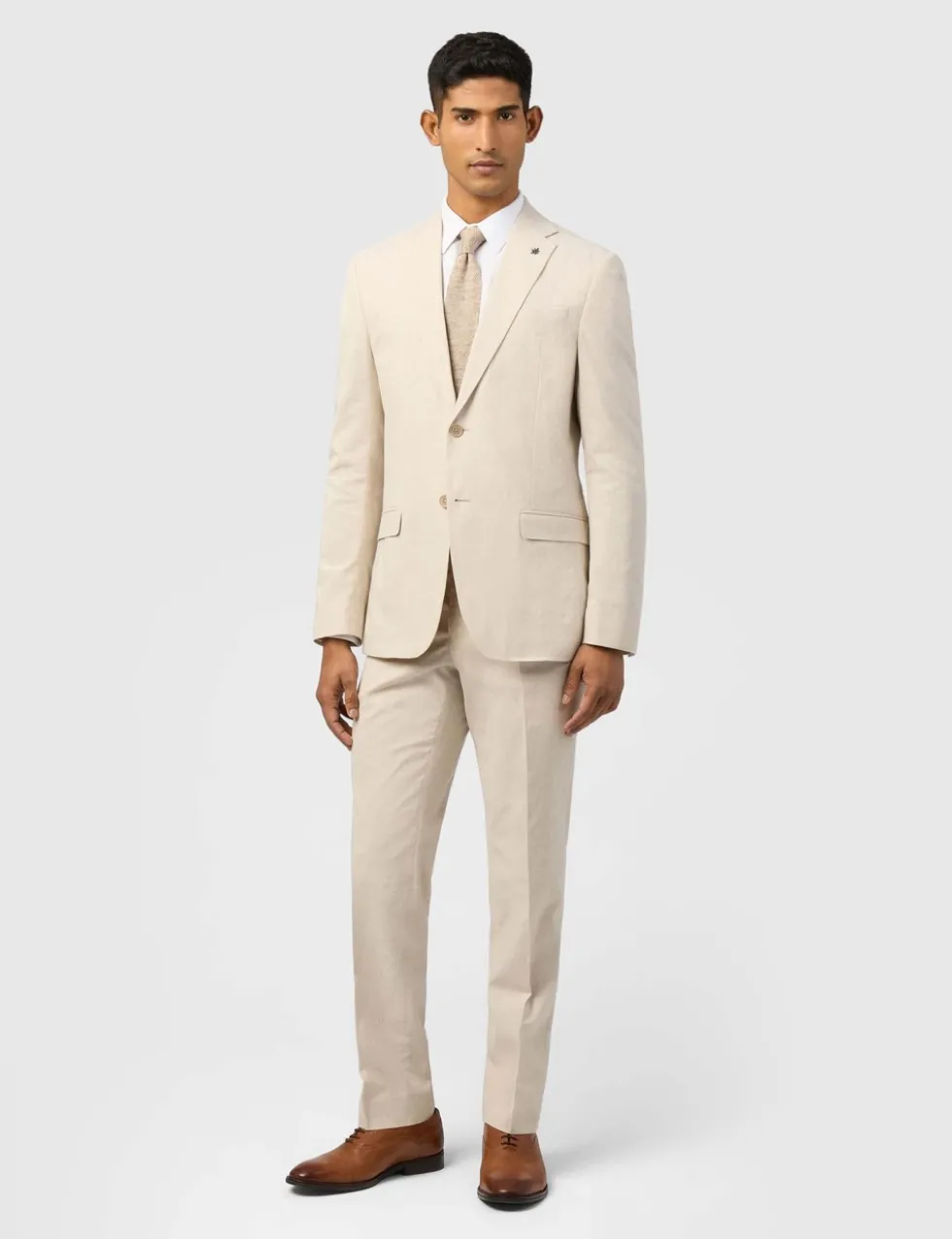 Slim Fit Linen Blend Check Suit Jacket