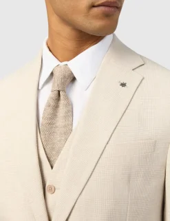 Slim Fit Linen Blend Check Suit Jacket