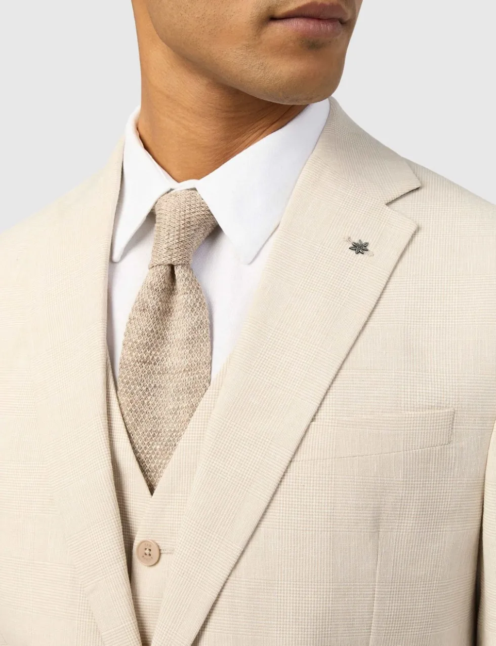 Slim Fit Linen Blend Check Suit Jacket