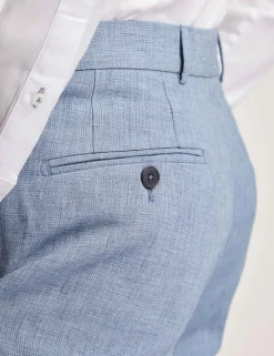 Slim Fit Linen Rich Flat Front Trousers