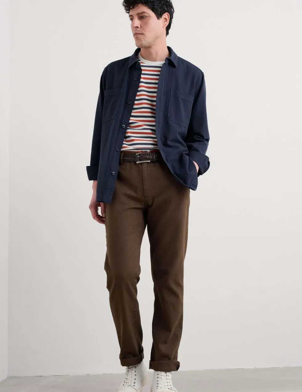 Slim Fit Linen Rich Herringbone Trousers