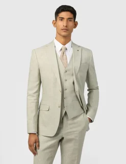 Slim Fit Linen Rich Single Breasted Suit Jacket