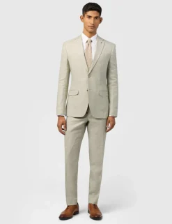 Slim Fit Linen Rich Single Breasted Suit Jacket