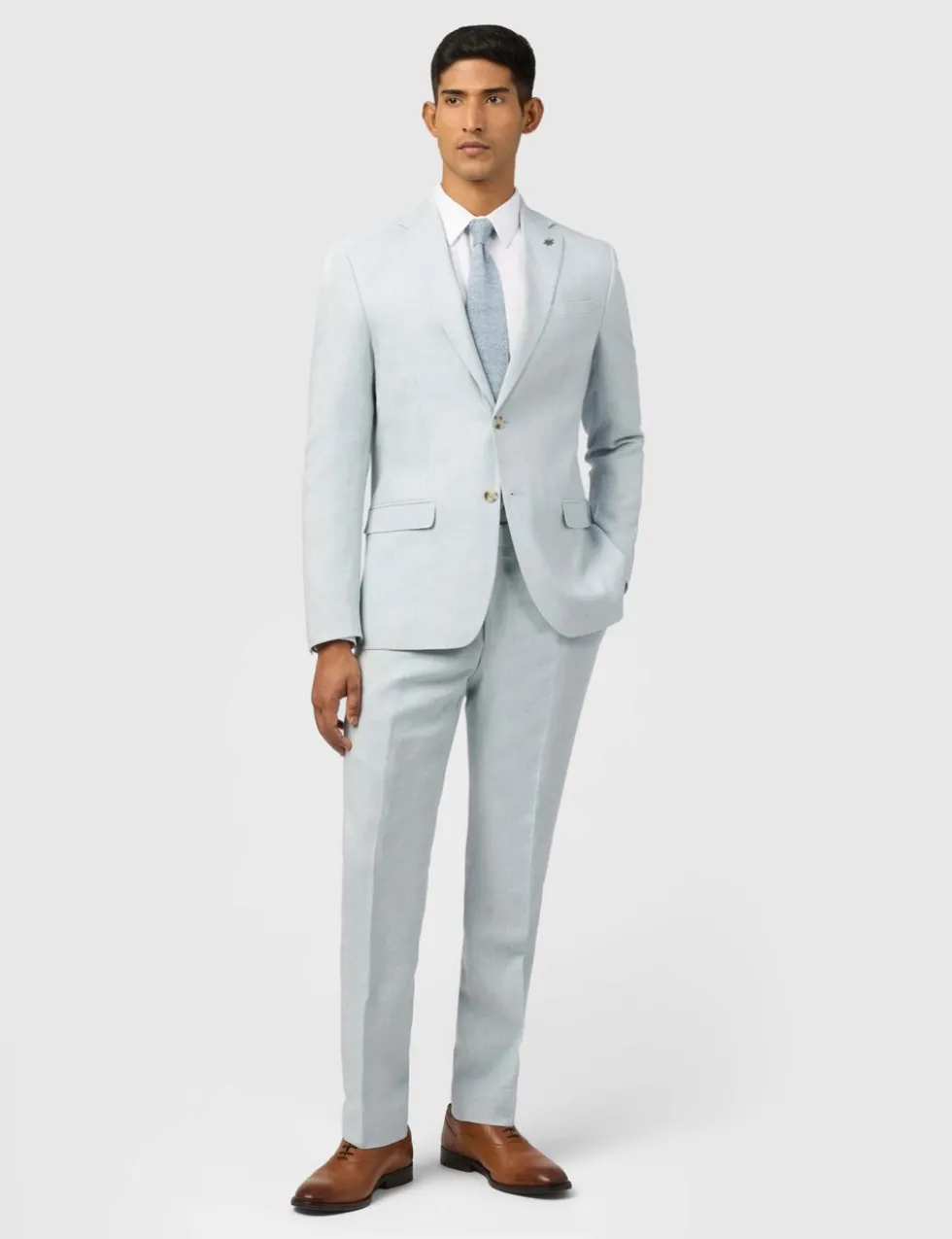 Slim Fit Linen Rich Single Breasted Suit Jacket