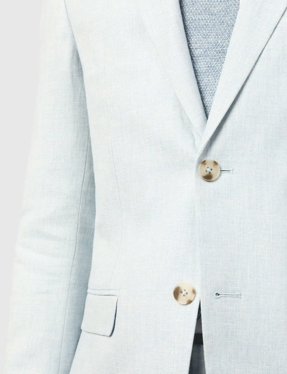 Slim Fit Linen Rich Single Breasted Suit Jacket