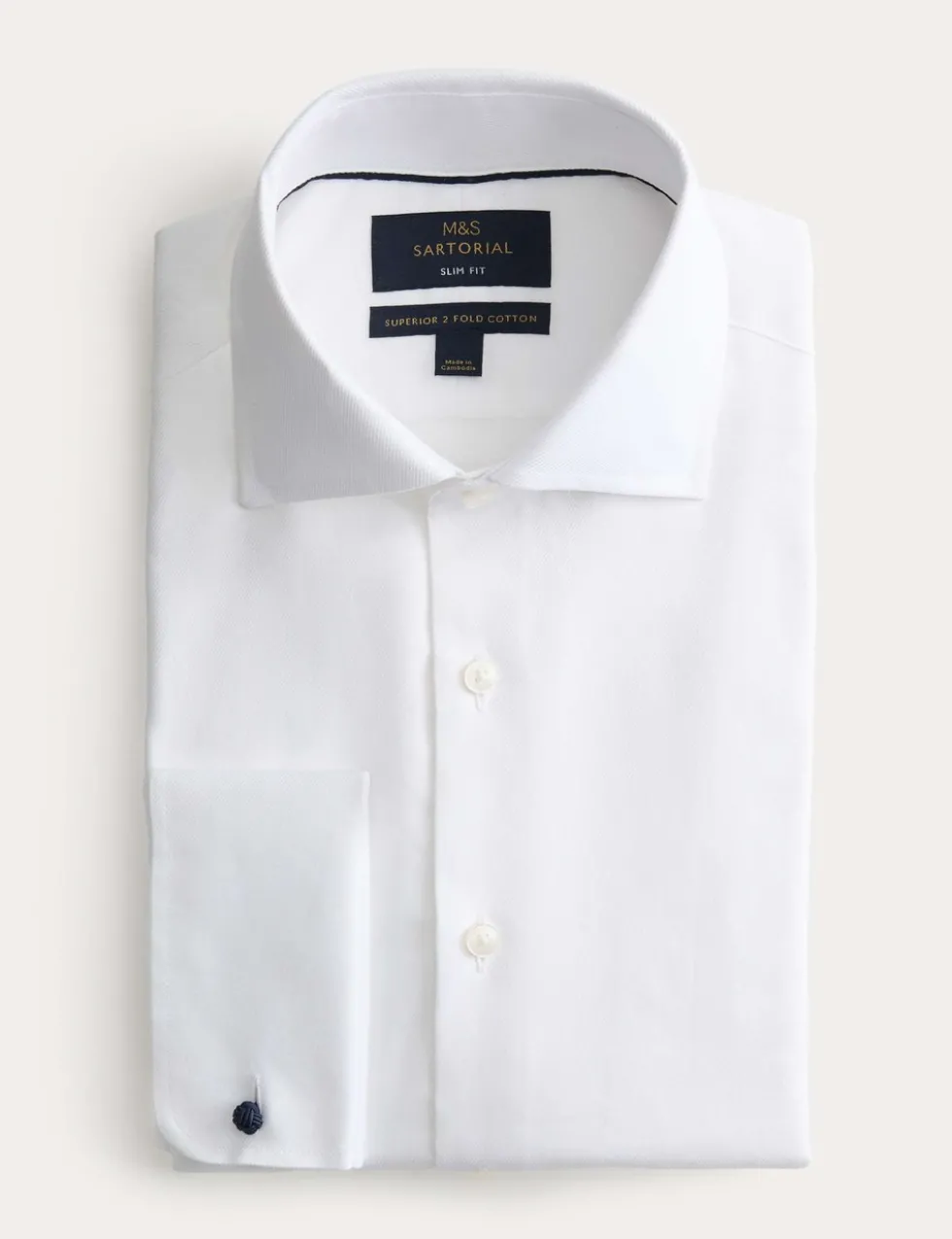 Slim Fit Luxury Cotton Double Cuff Twill Shirt