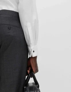 Slim Fit Luxury Cotton Double Cuff Twill Shirt