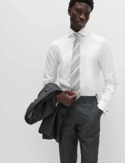 Slim Fit Luxury Cotton Double Cuff Twill Shirt