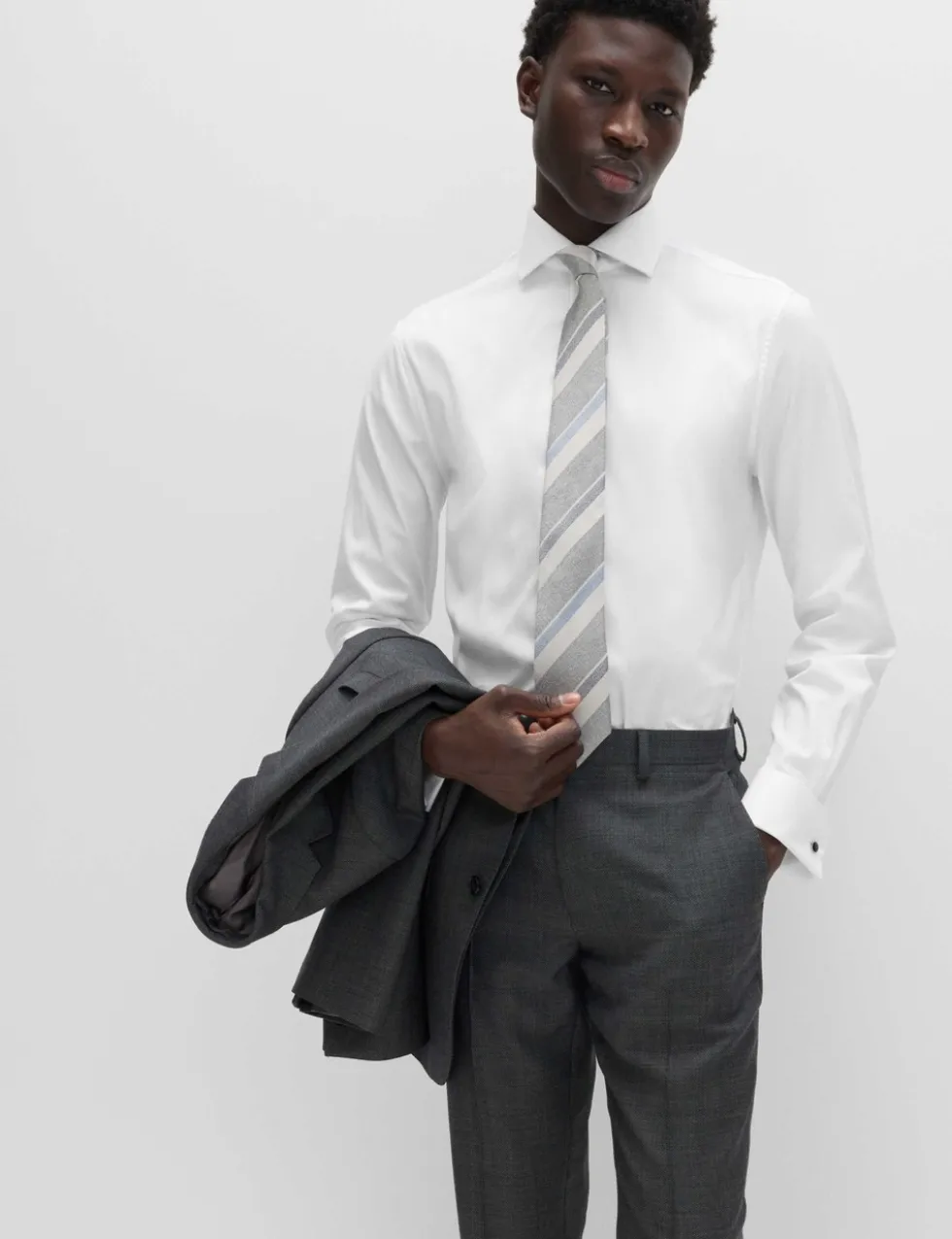 Slim Fit Luxury Cotton Double Cuff Twill Shirt