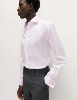Slim Fit Luxury Cotton Double Cuff Twill Shirt