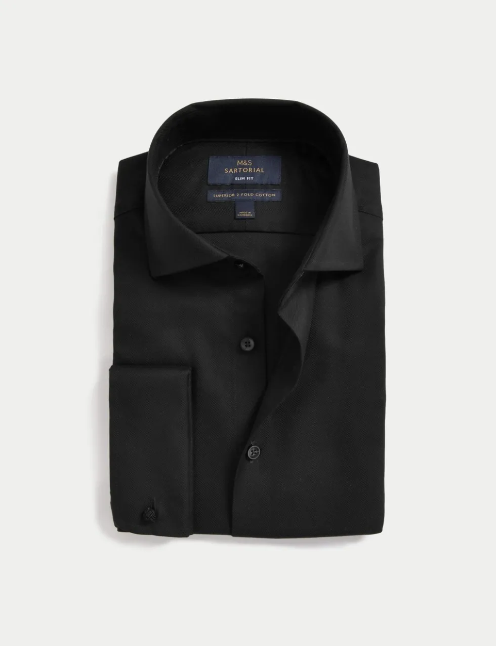 Slim Fit Luxury Cotton Double Cuff Twill Shirt