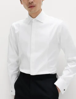 Slim Fit Luxury Cotton Double Cuffed Dress Shirt