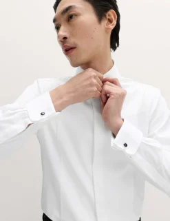 Slim Fit Luxury Cotton Double Cuffed Dress Shirt