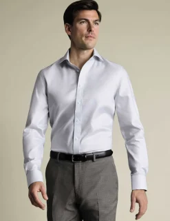 Slim Fit Non Iron Pure Cotton Textured Shirt