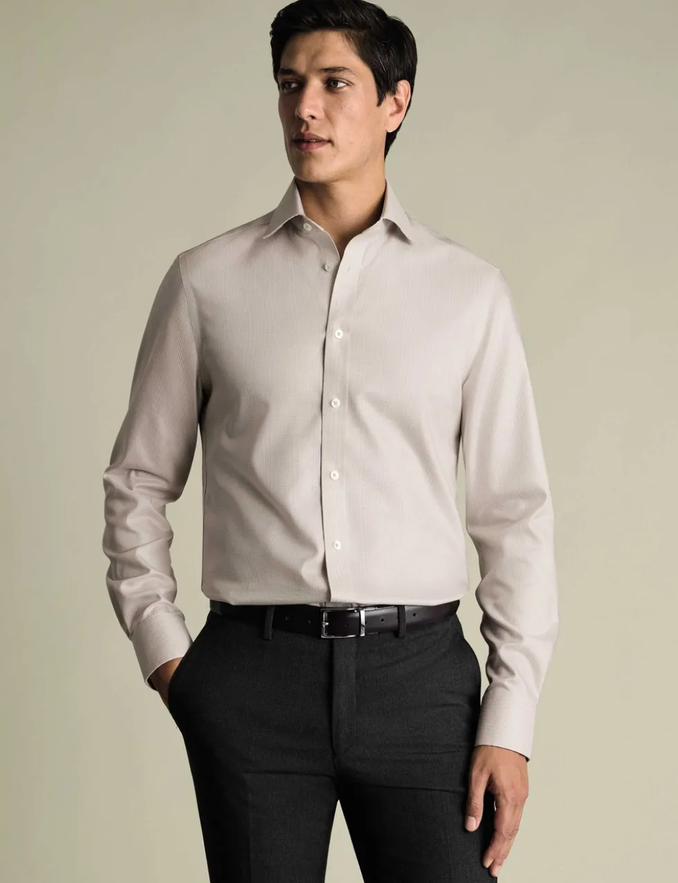 Slim Fit Non Iron Pure Cotton Textured Shirt