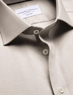 Slim Fit Non Iron Pure Cotton Textured Shirt