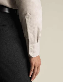 Slim Fit Non Iron Pure Cotton Textured Shirt