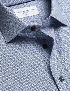 Slim Fit Non Iron Pure Cotton Textured Shirt