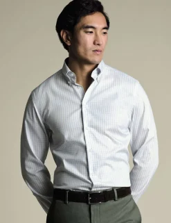 Slim Fit Non Iron Pure Cotton Check Oxford Shirt