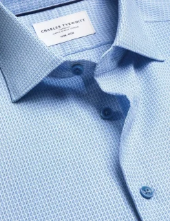 Slim Fit Non Iron Pure Cotton Textured Shirt
