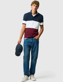 Slim Fit Pure Cotton Colour Block Polo Shirt