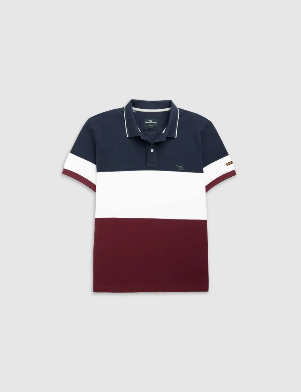 Slim Fit Pure Cotton Colour Block Polo Shirt