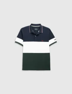 Slim Fit Pure Cotton Colour Block Polo Shirt