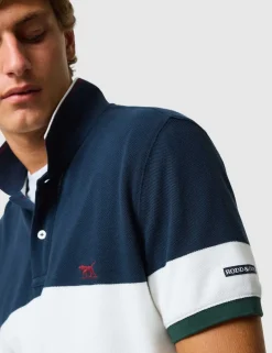 Slim Fit Pure Cotton Colour Block Polo Shirt