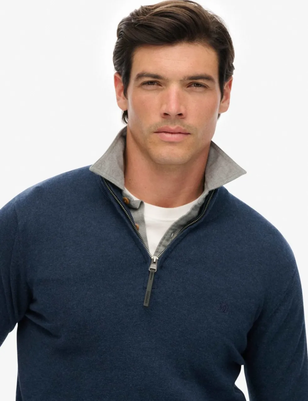 Slim Fit Pure Cotton Half Zip Jumper