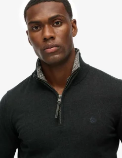 Slim Fit Pure Cotton Half Zip Jumper