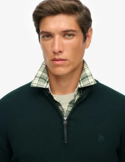 Slim Fit Pure Cotton Half Zip Jumper