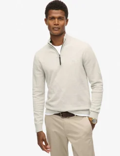 Slim Fit Pure Cotton Half Zip Jumper