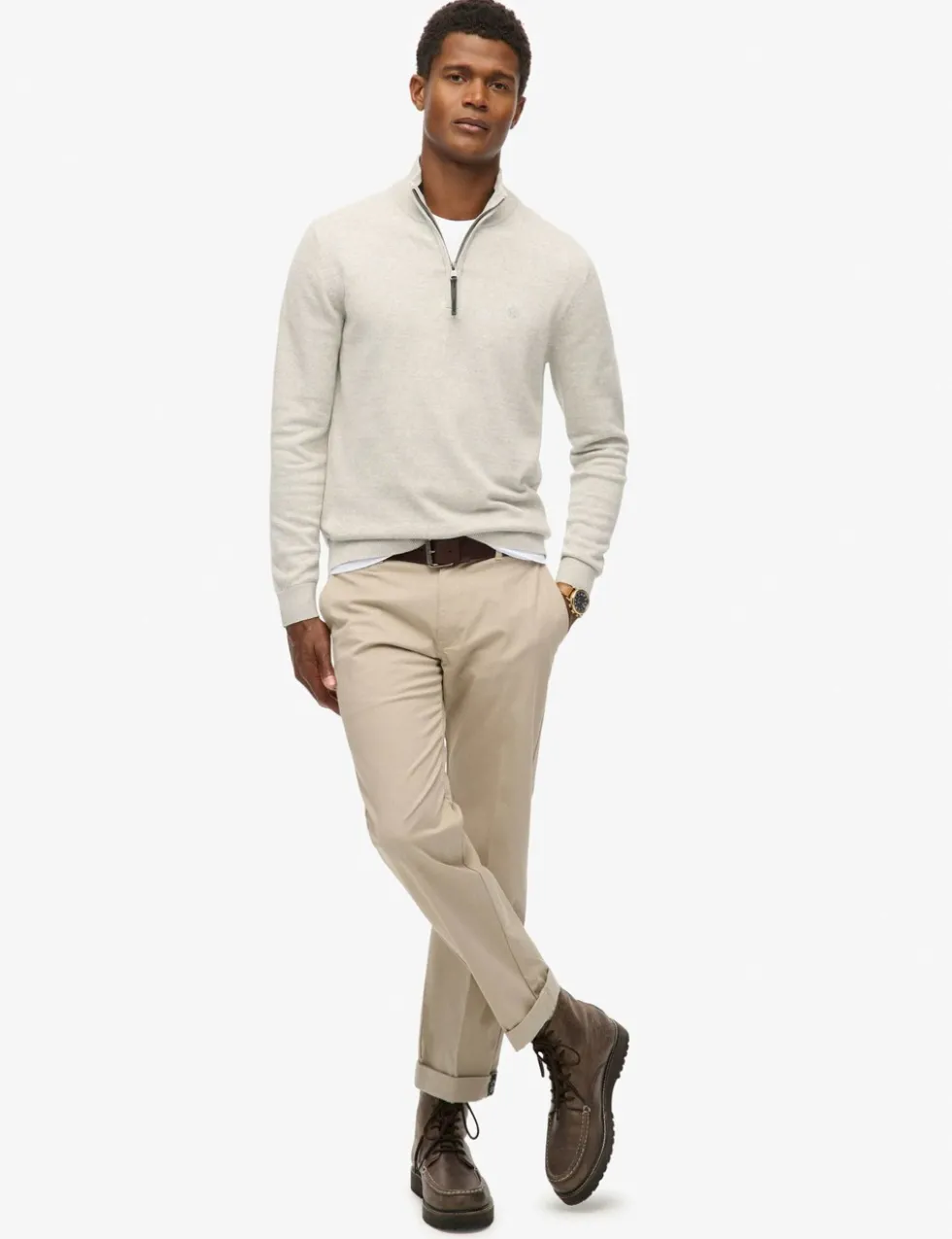 Slim Fit Pure Cotton Half Zip Jumper