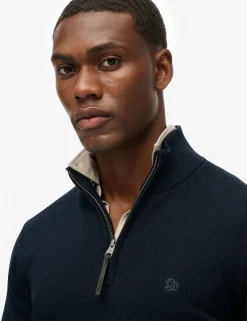 Slim Fit Pure Cotton Half Zip Jumper