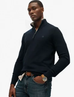Slim Fit Pure Cotton Half Zip Jumper